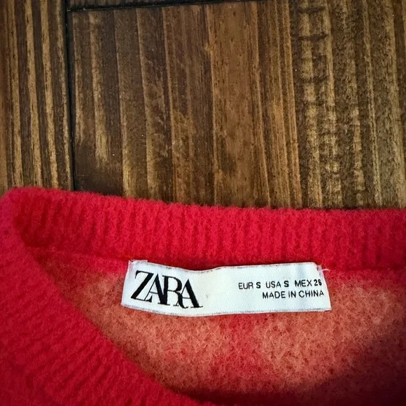 Zara Pink and Red Argyle Sweater - Picture 3 of 4